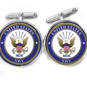 US Navy Cufflinks, Personalized Initials Cuff Links, Military cufflinks