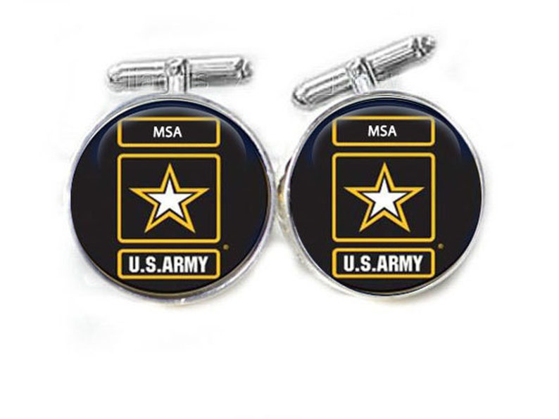 Army Cufflinks, personalized cufflinks, initials cufflinks, US Army cufflinks, gift for men father, army military cufflinks image 1