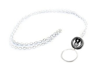 Schwarze Jedi Monogramm Brillenkette Ausweishalter, personalisierte Silber Brillenkette, Lesebrillenkette, Brillenkette besonders anfertigen