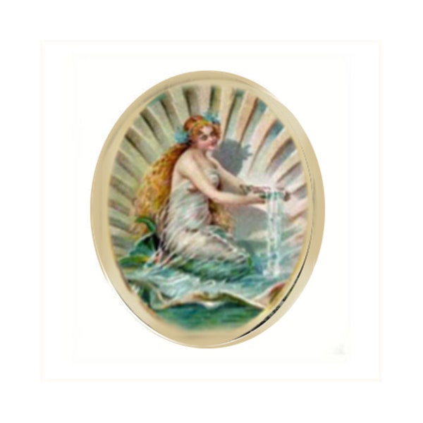 Vintage Mermaid Porcelain Cameo Cabochon, Finding Supply crafting 40x30mm