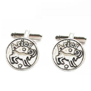 Widder Manschettenknöpfe, Antiqued Silber Zodiac Sternzeichen Astrologie Manschettenknöpfe Schmuck Geschenk für Männer