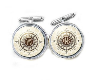 Compass Cufflinks, Tie Clip, Tie Tack, monogram Compass money Clip, personalized gift for men