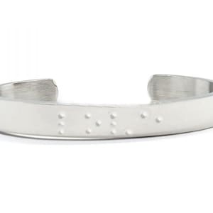 Pulseira com iniciais em Braille estampadas à mão, 6-7 polegadas, presente para cegos