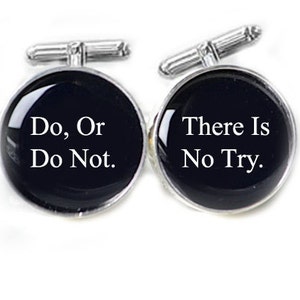 Black Star War Cufflinks Do, Or Do Not. There Is No Try Personalized gift men father cuff links wedding birthday image 1