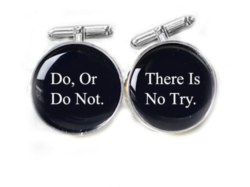 Black Star War Cufflinks Do, Or Do Not. There Is No Try Personalized gift men father cuff links wedding birthday image 1