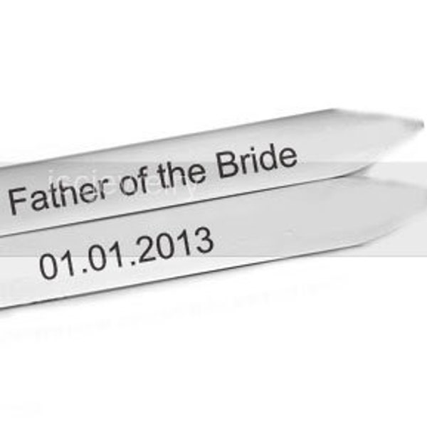 Father of the Bride Collar Stays, Father of Groom collar stays, Hand Stamped Collar Stays, Shirt Stiffener Stay, Wedding Collar Stays