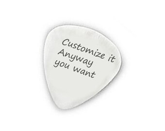 Personalized Guitar Pick, Hand Stamped Guitar Pick, Engraved sterling silver copper brass Guitar Pick Musician Gift, ONE side TEXT ONLY