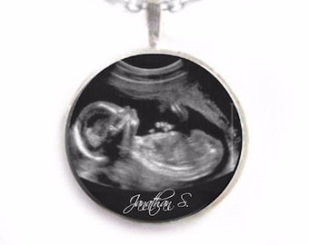 Baby Sonogram Necklace, Rhinestone Crystal Sonogram necklace, Ultrasound Necklace, Pregnancy Gift , New Baby Necklace, birth announcement