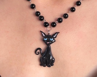 Coraline Inspired Cat Beaded Charm Gothic Movie Fanmade