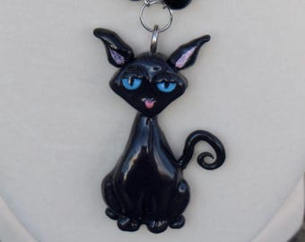 Coraline Inspired Cat Beaded Charm Gothic Movie Grunge Necklace