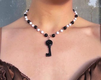 Coraline Inspired Key Beaded Charm Gothic Movie Fanmade