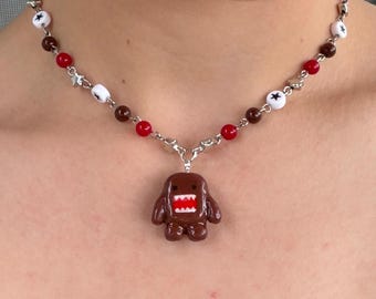 Collier Domo Kun, Kawaii, perles grunge, bijoux emo, accessoires faits main