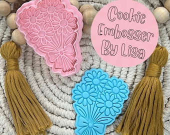 Daisy Bouquet of Flowers Fondant Embosser Stamp and Cookie Cutter Set