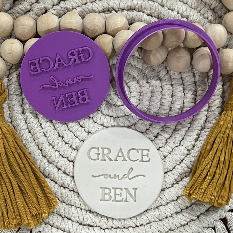 Cookie Fondant Embosser Stamp and Cutter, Customised Personalised Name ...