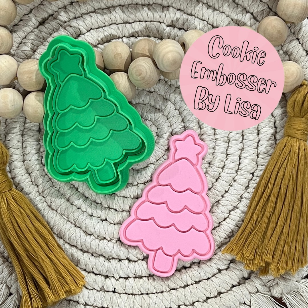 Fondant Embosser Stamp and Cookie Cutter Set Christmas Tree With Star ...