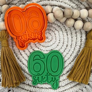 Fondant Embosser Stamp and Cookie Cutter Set Sixty Milestone Birthday Number 60