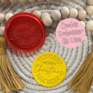 Fondant Embosser Stamp and Cookie Cutter Set Custom Name Merry Christmas