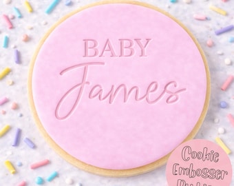 Fondant Embosser Stamp and Cookie Cutter Set, Custom Baby Name Birth Announcement, Baby Shower