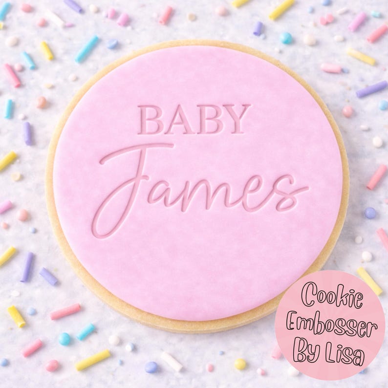 Fondant Embosser Stamp and Cookie Cutter Set, Custom Baby Name Birth ...