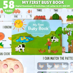 Toddler Busy Book, Toddler Learning Binder, Busy Book Printable, Montessori Materials, Quiet Book, Kid Learning Material, Preschool Activity