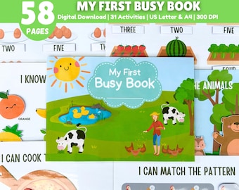 Toddler Busy Book, Toddler Learning Binder, Busy Book Printable, Montessori Materials, Quiet Book, Kid Learning Material, Preschool Activity