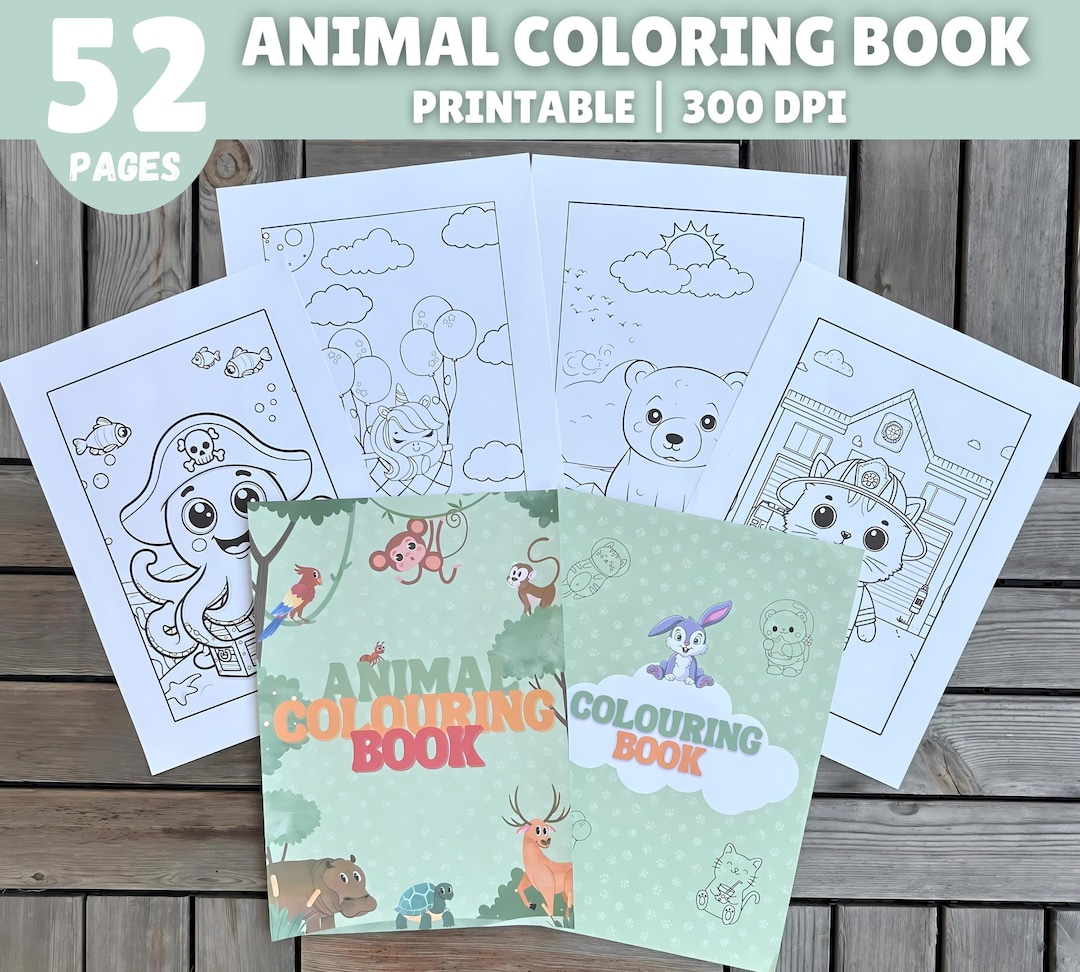 Cute Animal Coloring Pages for Kids and Adults | Animal Coloring Book ...