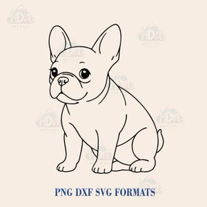 Bulldog francese Line Art SVG, Clipart Bulldog francese, Contorno cane PNG, Disegno digitale di animali domestici, Bulldog francese DXF, Design minimalista di cuccioli