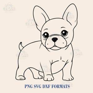 Cucciolo di bulldog francese carino SVG, Frenchie Line Art, Clipart di contorno di cane, Disegno minimalista di animale domestico PNG, Cucciolo DXF, Arte digitale di cani