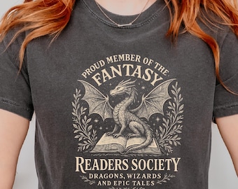 Comfort Colors® Fantasy Readers Society Shirt, Proud Member Shirt, Book Club Shirt, Fantasy Book Lover Shirt, Bookish Shirt, Book Lover Gift