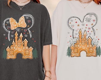 Comfort Colors® Gingerbread Castle Shirt, Magic Kingdom Cookie Shirt, Disney Christmas Tee, Christmas Family Shirt, Disney Xmas Couple Shirt