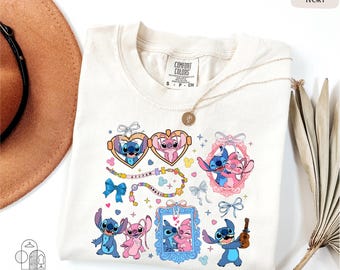 Comfort Colors® Stitch and Angel Shirt, Disney Stitch Shirt, Disneyland Trip Tee, Disney Stitch Couple Shirt, Funny Disney Shirt, Disney Tee