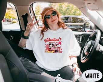 Comfort Colors® Disney Valentine's Main Street Shirt, Mickey and Minnie Valentine's Day Tee, Matching Couple Shirt, Mickey and Minnie Shirt