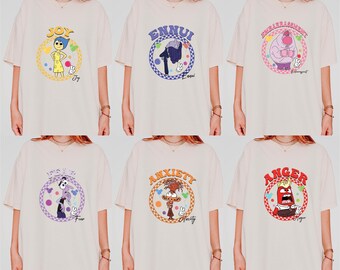 Disney Inside Out Characters Shirt, Checkered Inside Out Tee, Joy Sadness Fear Anxiety Shirt, Emotions Shirt, Comfort Colors® Disney Tee