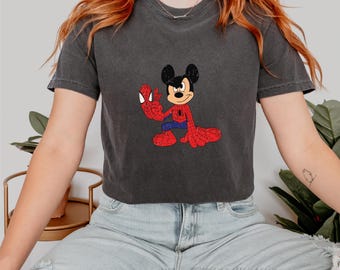 Mickey Mouse Spiderman Shirt, Funny Mickey Shirt, Disney Kids Shirt, Retro Mickey Spiderman Costume Tee, Comfort Colors® Custom Disney Shirt