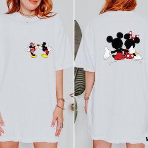 Mickey and Minnie Kissing Shirt, Disney Couple Matching Shirt, Lover Mickey and Minnie Back and Front Shirt, Comfort Colors® Disney Shirt