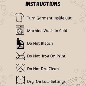 a poster with instructions for washing and care instructions