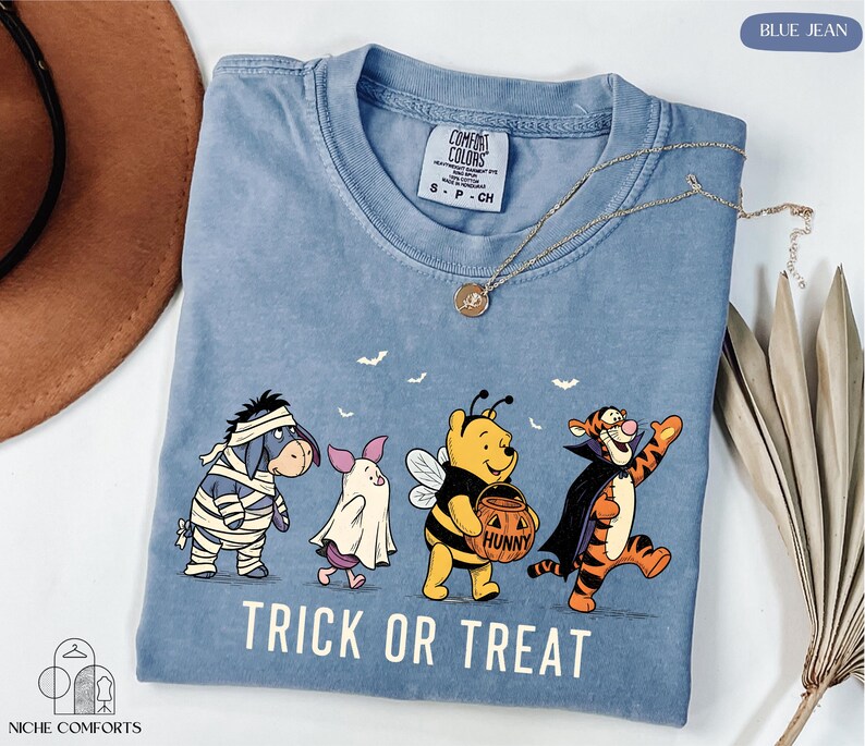 Comfort Colors® Trick or Treat Shirt, Winnie The Pooh Halloween Shirt, Pooh and Friends Halloween Shirt, Disney Spooky Season Shirt image 4