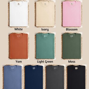a color chart for a t - shirt with different colors