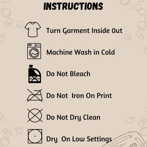 a poster with instructions for washing and care instructions
