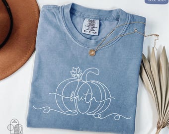 Comfort Colors® Faith Shirt, Pumpkin Season Shirt, Fall Leaf Pumpkin Shirt, Thanksgiving Shirt, Thankful Shirt, Thanksgiving Gift
