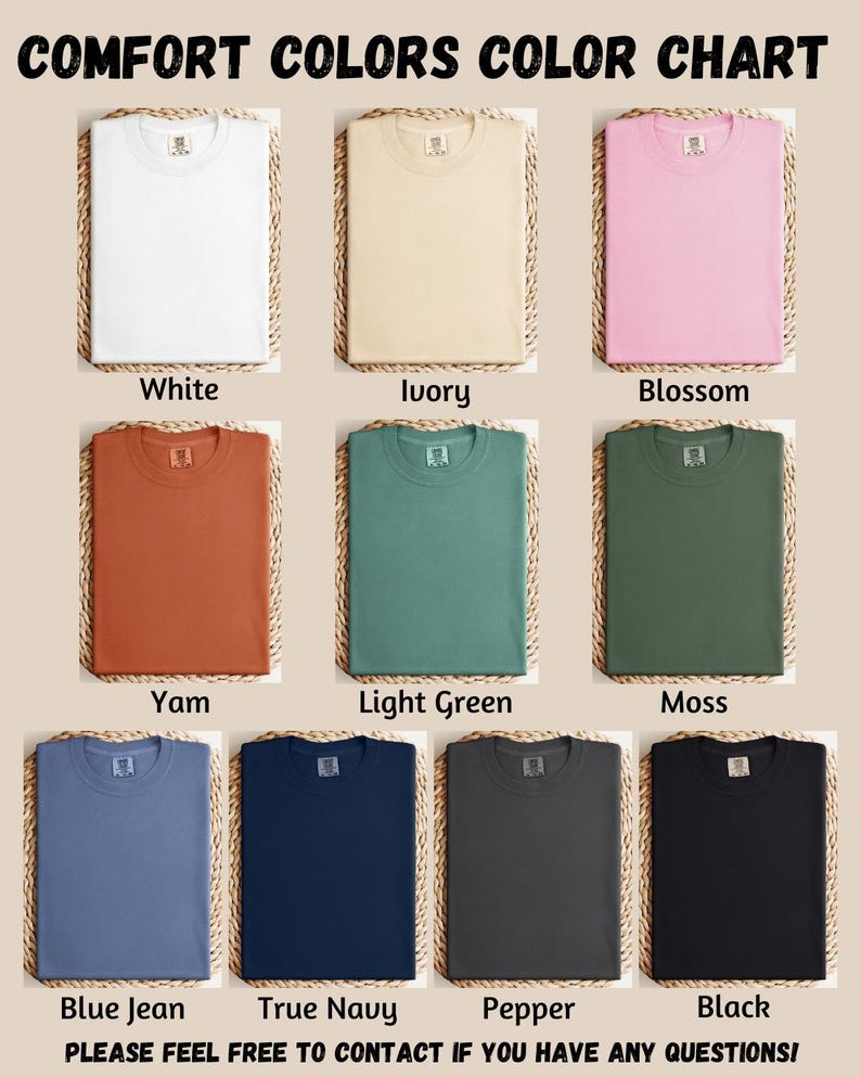 a color chart for a t - shirt with different colors