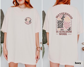 Motherhood is Kingdom Work Shirt, Bible Verse Shirt, Mother Gift, Christian Mom Tee, Comfort Colors® Retro Motherhood is Kingdom Work Shirt