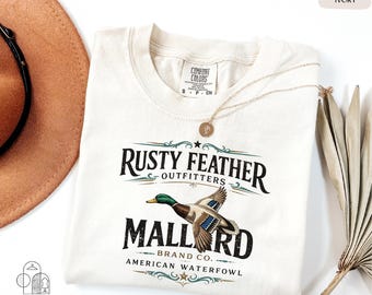 Camisa de plumas oxidadas Comfort Colors®, camisa de pato real, camisa de aves acuáticas americanas, camisa de cazador, regalo para amantes de los patos, camisa de vida silvestre