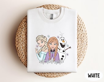 Frozen Elsa Anna and Olaf Sweatshirt, Disney Frozen Sweatshirt, Disney Characters Sweatshirt, Disneyland Trip Outfits, Olaf Sweatshirt