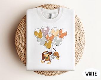 Toy Story Slinky Dog Sweatshirt, Slinky Dog with Mickey Ballons Sweater, Disney Dog Lover Sweatshirt, Disneyland Family Vacation Sweatshirt