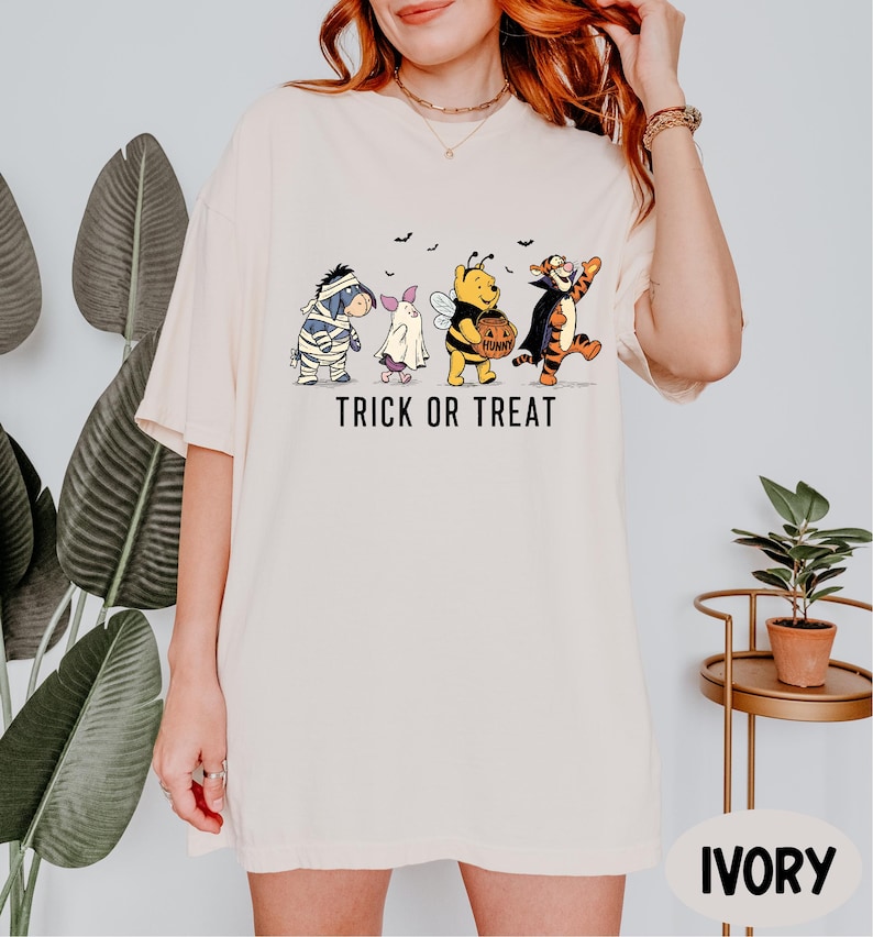 Comfort Colors® Trick or Treat Shirt, Winnie The Pooh Halloween Shirt, Pooh and Friends Halloween Shirt, Disney Spooky Season Shirt image 5