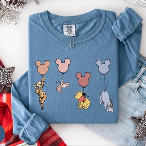 Comfort Colors® Winnie The Pooh Long Sleeve Shirt, Flying Pooh and Friends Shirt, Funny Disney Shirt, WDW Long Sleeve Shirt