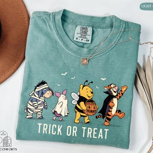 Comfort Colors® Trick or Treat Shirt, Winnie The Pooh Halloween Shirt, Pooh and Friends Halloween Shirt, Disney Spooky Season Shirt image 2