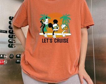 Disney Let's Cruise Shirt, Mickey Surfing Shirt, Mickey Beach Vacation, Disneyland Vacation Shirt, Disney Kids Summer Shirt