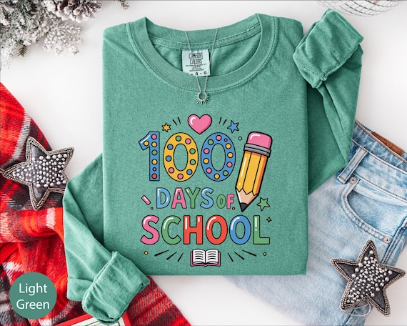 Comfort Colors® 100 Days of School Long Sleeve Shirt, Celebration Shirt, Teacher Gifts, 100th Day Shirt